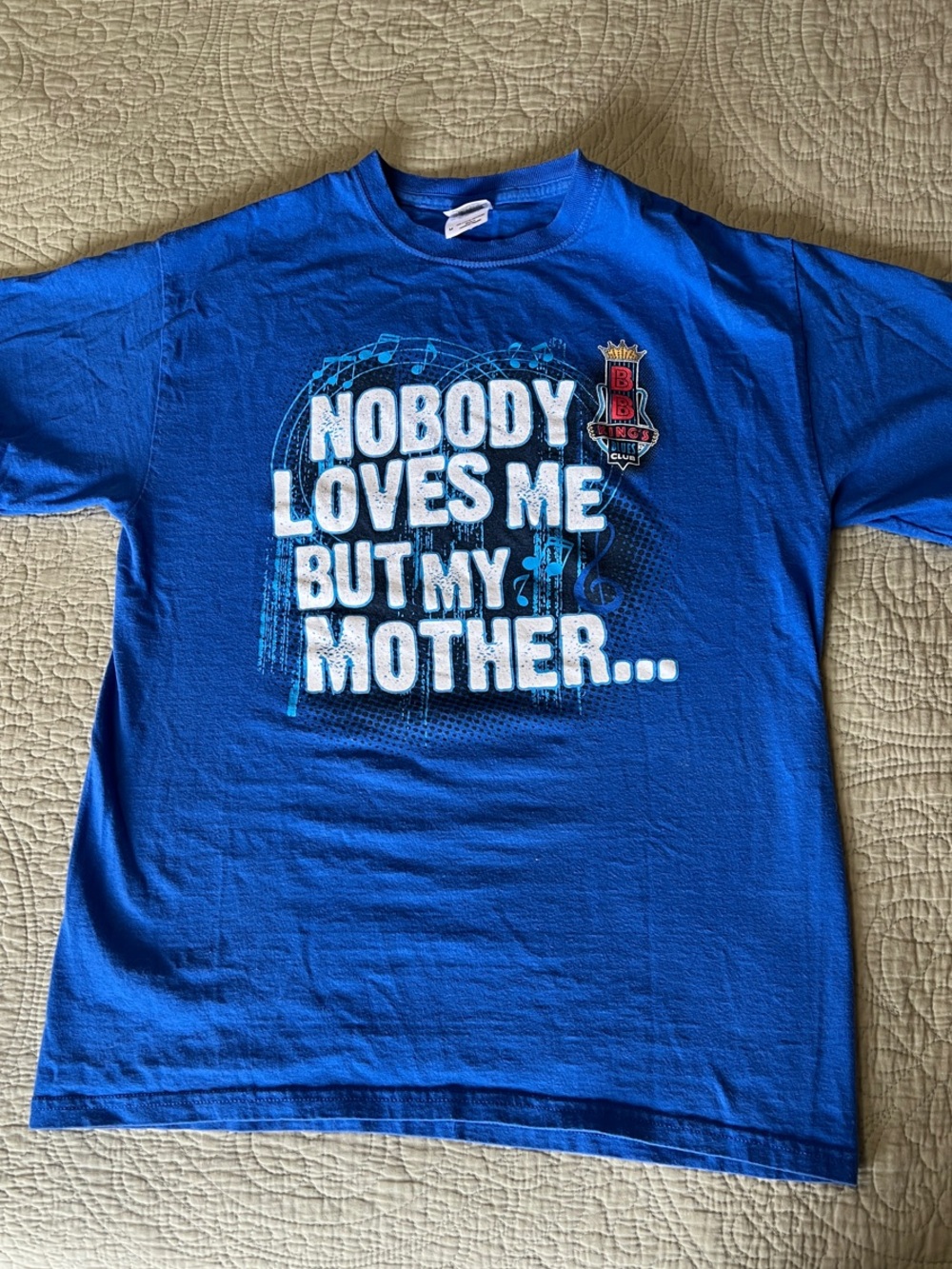 Gildan Blue Graphic Tee with White Text
